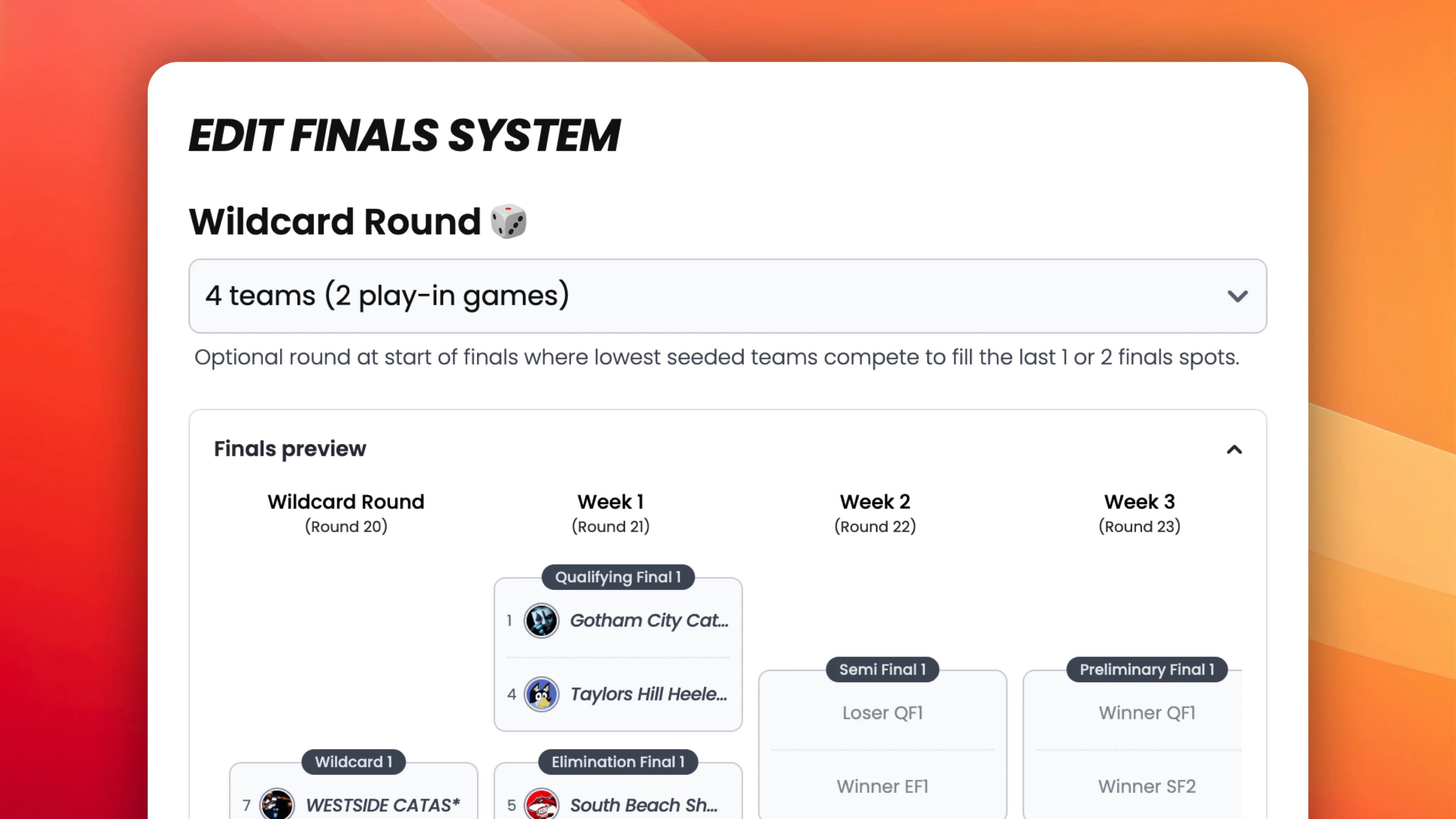 Wildcard Finals screenshot
