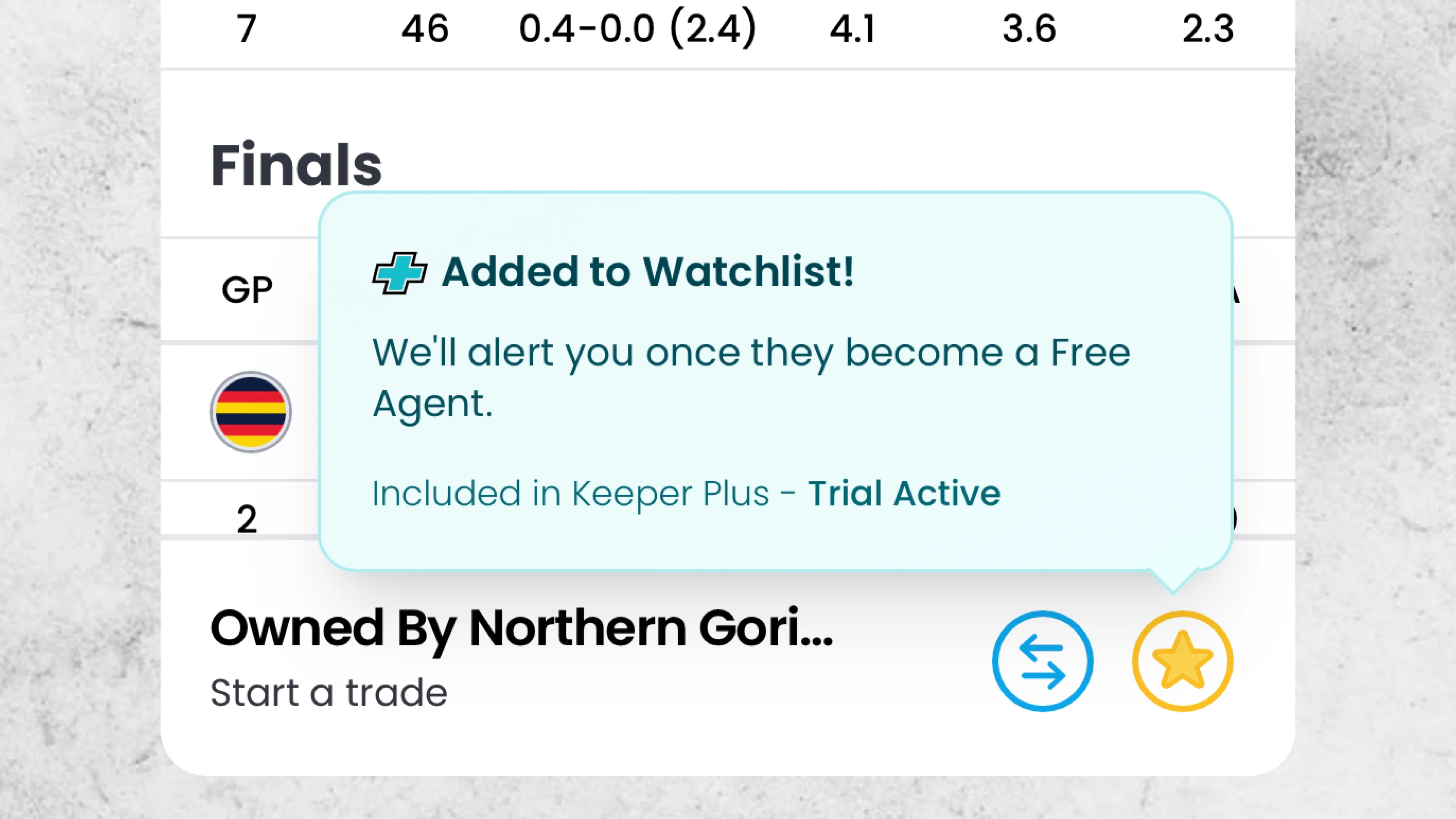 Player Watchlists screenshot
