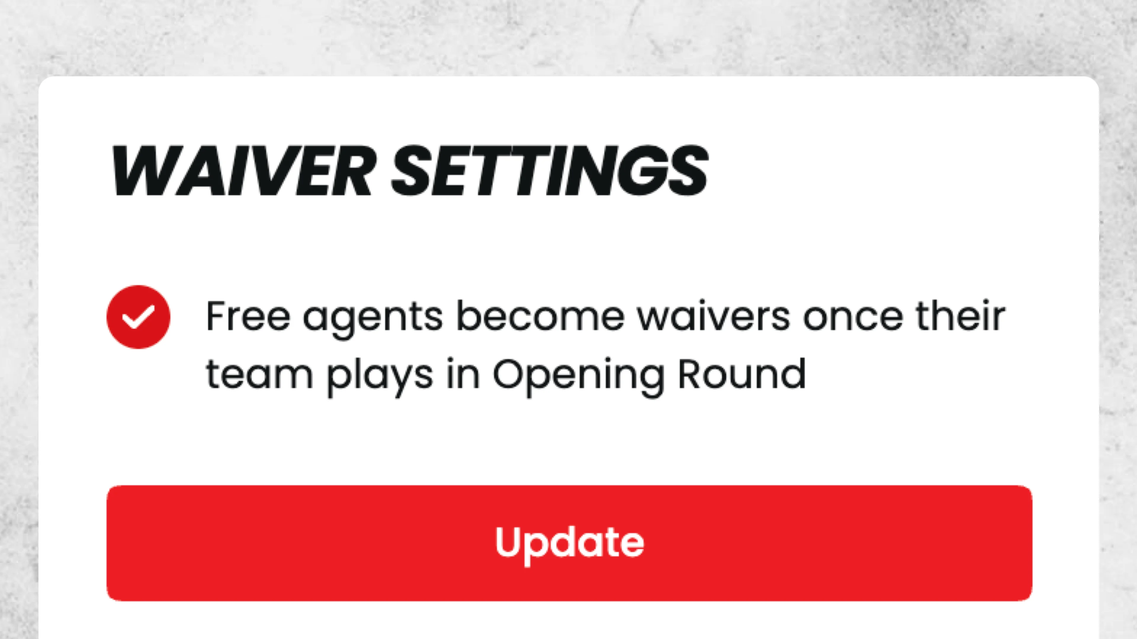 Opening Round Waivers screenshot